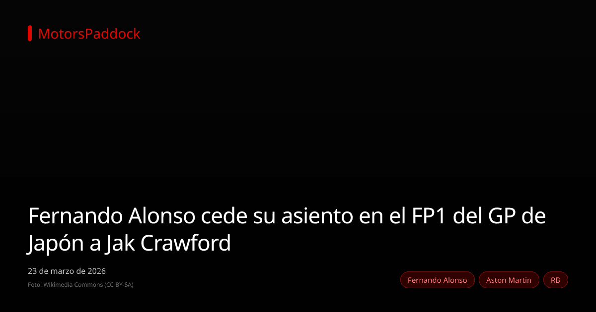 Fernando Alonso cede su asiento en el FP1 del GP de Japón a Jak Crawford