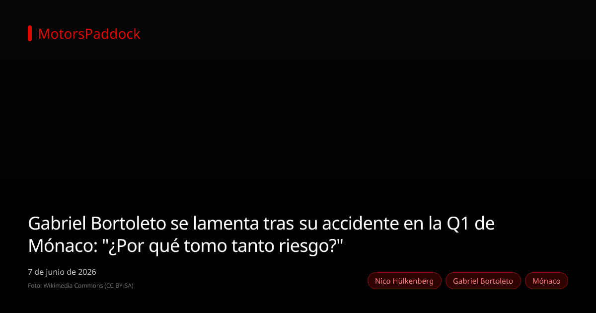 Gabriel Bortoleto se lamenta tras su accidente en la Q1 de Mónaco: "¿Por qué tomo tanto riesgo?"
