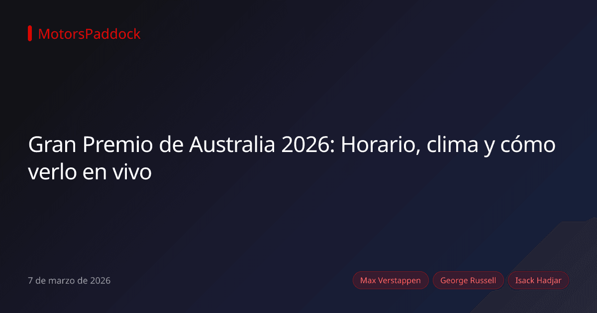 Gran Premio de Australia 2026: Horario, clima y cómo verlo en vivo