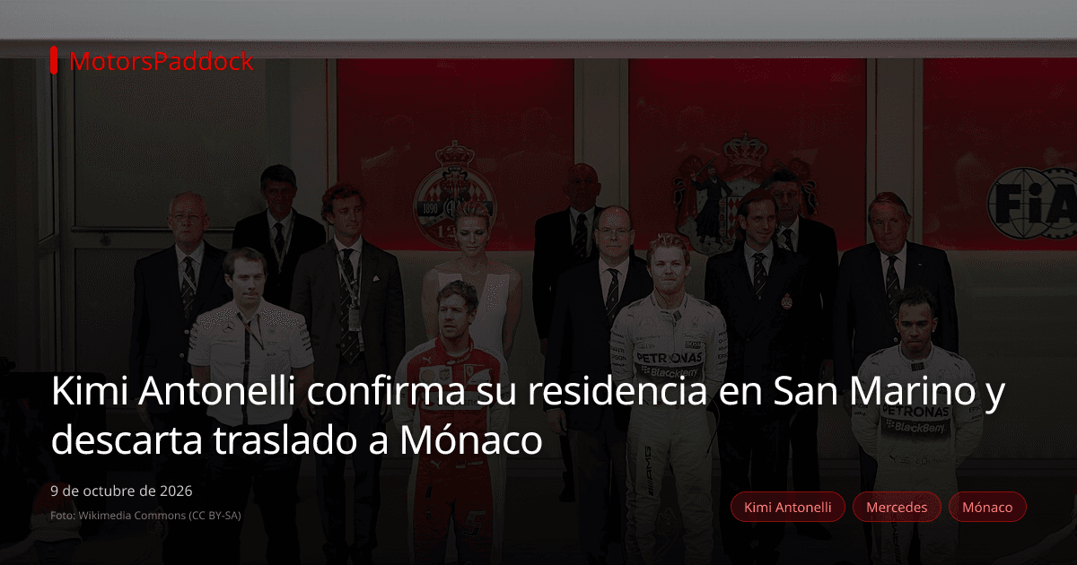 Kimi Antonelli confirma su residencia en San Marino y descarta traslado a Mónaco