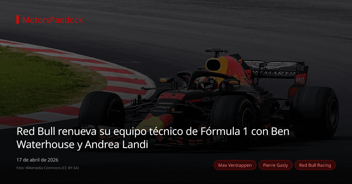 Red Bull renueva su equipo técnico de Fórmula 1 con Ben Waterhouse y Andrea Landi