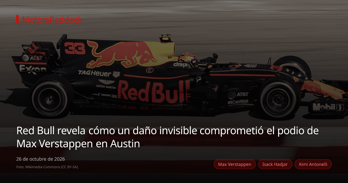 Red Bull revela cómo un daño invisible comprometió el podio de Max Verstappen en Austin