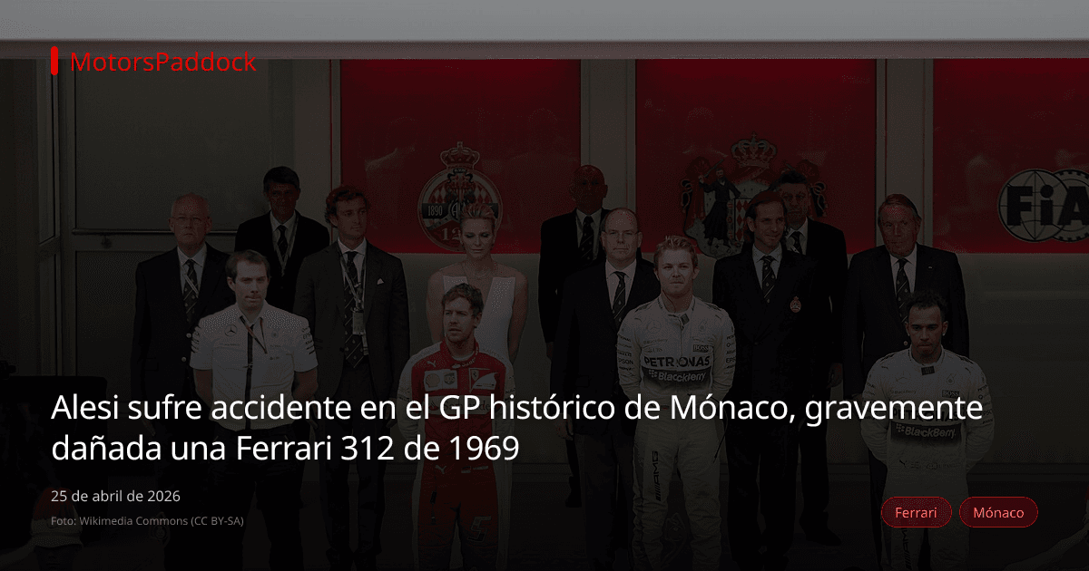 Alesi sufre accidente en el GP histórico de Mónaco, gravemente dañada una Ferrari 312 de 1969