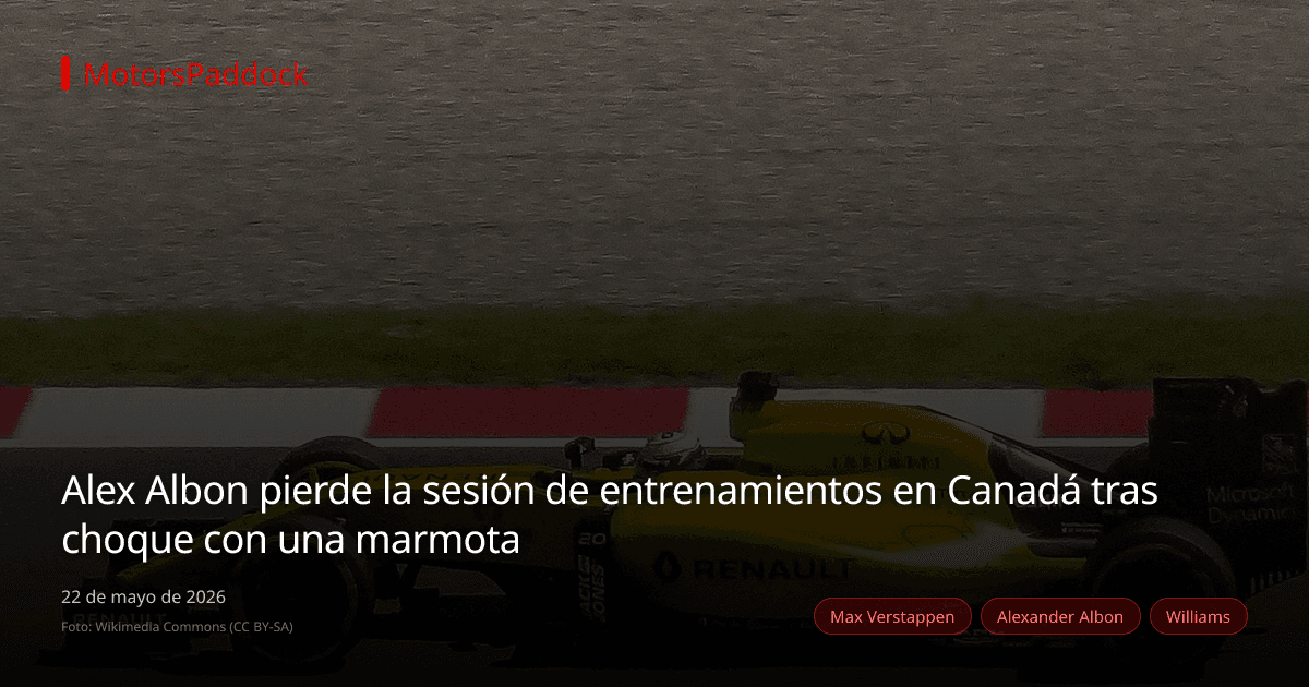 Alex Albon pierde la sesión de entrenamientos en Canadá tras choque con una marmota