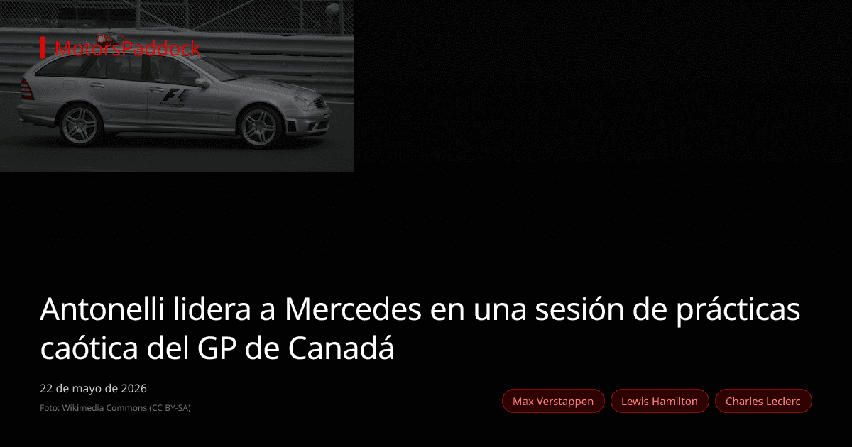 Antonelli lidera a Mercedes en una sesión de prácticas caótica del GP de Canadá