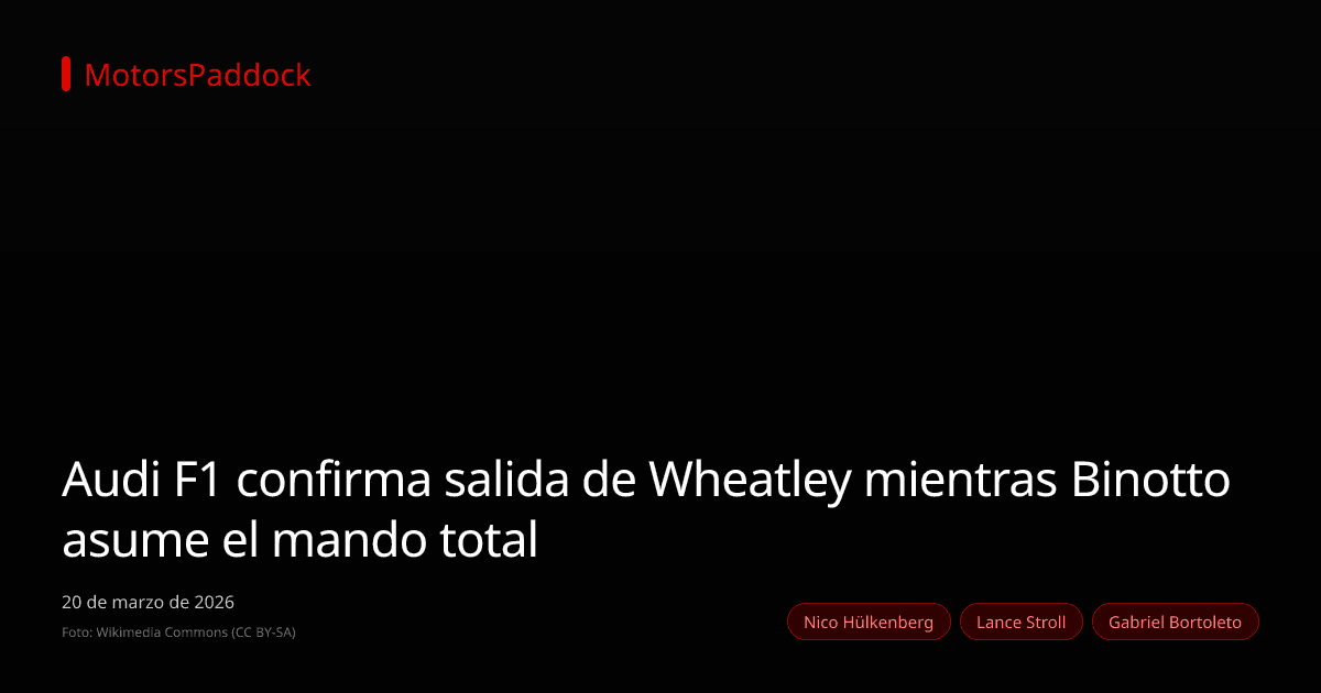 Audi F1 confirma salida de Wheatley mientras Binotto asume el mando total