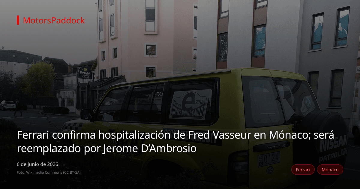 Ferrari confirma hospitalización de Fred Vasseur en Mónaco; será reemplazado por Jerome D’Ambrosio