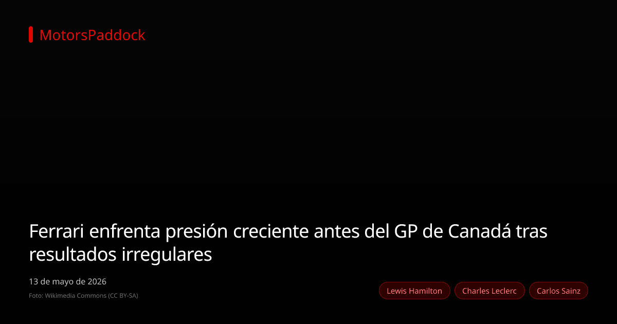 Ferrari enfrenta presión creciente antes del GP de Canadá tras resultados irregulares