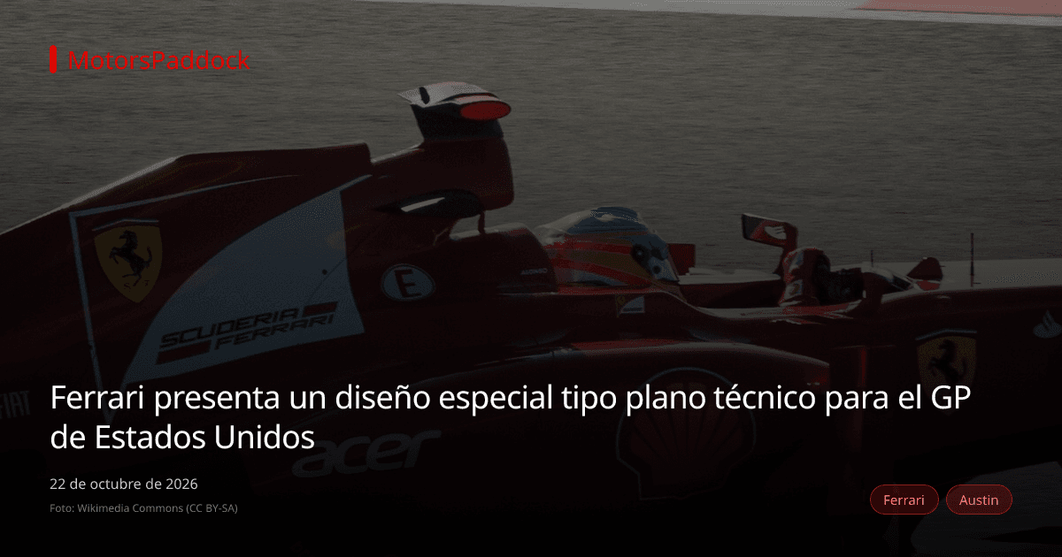 Ferrari presenta un diseño especial tipo plano técnico para el GP de Estados Unidos