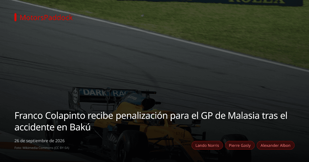 Franco Colapinto recibe penalización para el GP de Malasia tras el accidente en Bakú