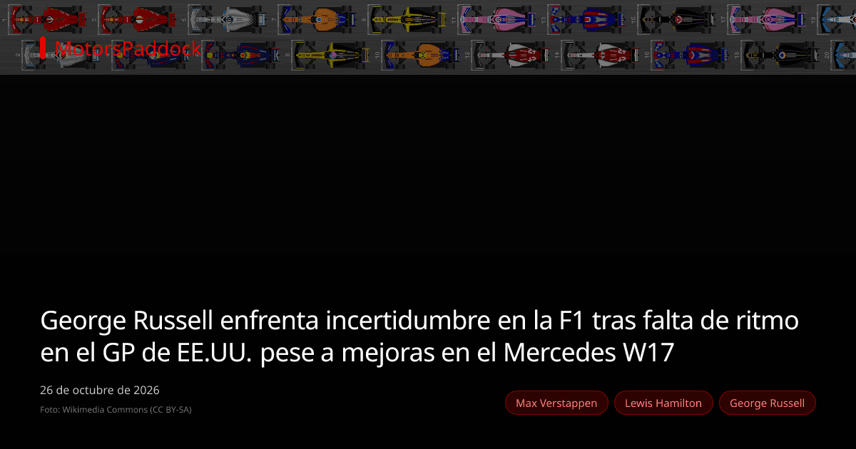 George Russell enfrenta incertidumbre en la F1 tras falta de ritmo en el GP de EE.UU. pese a mejoras en el Mercedes W17