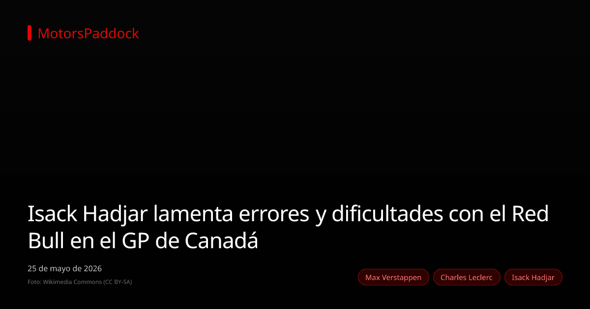 Isack Hadjar lamenta errores y dificultades con el Red Bull en el GP de Canadá