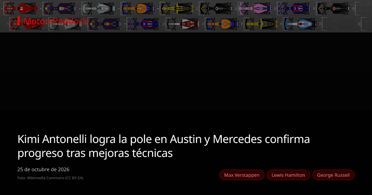 Kimi Antonelli logra la pole en Austin y Mercedes confirma progreso tras mejoras técnicas
