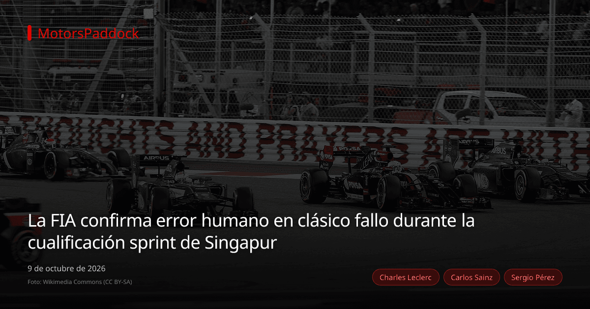 La FIA confirma error humano en clásico fallo durante la cualificación sprint de Singapur
