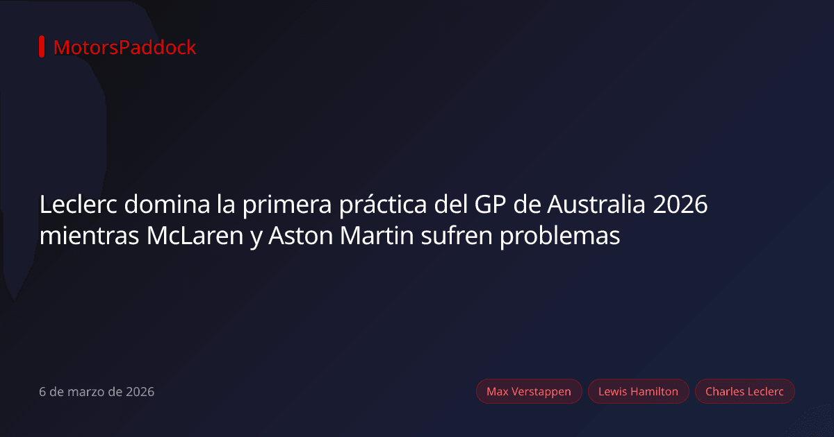 Leclerc domina la primera práctica del GP de Australia 2026 mientras McLaren y Aston Martin sufren problemas