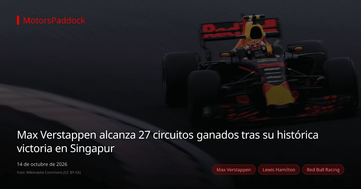 Max Verstappen alcanza 27 circuitos ganados tras su histórica victoria en Singapur