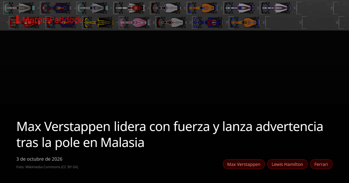 Max Verstappen lidera con fuerza y lanza advertencia tras la pole en Malasia