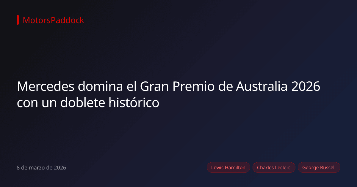 Mercedes domina el Gran Premio de Australia 2026 con un doblete histórico
