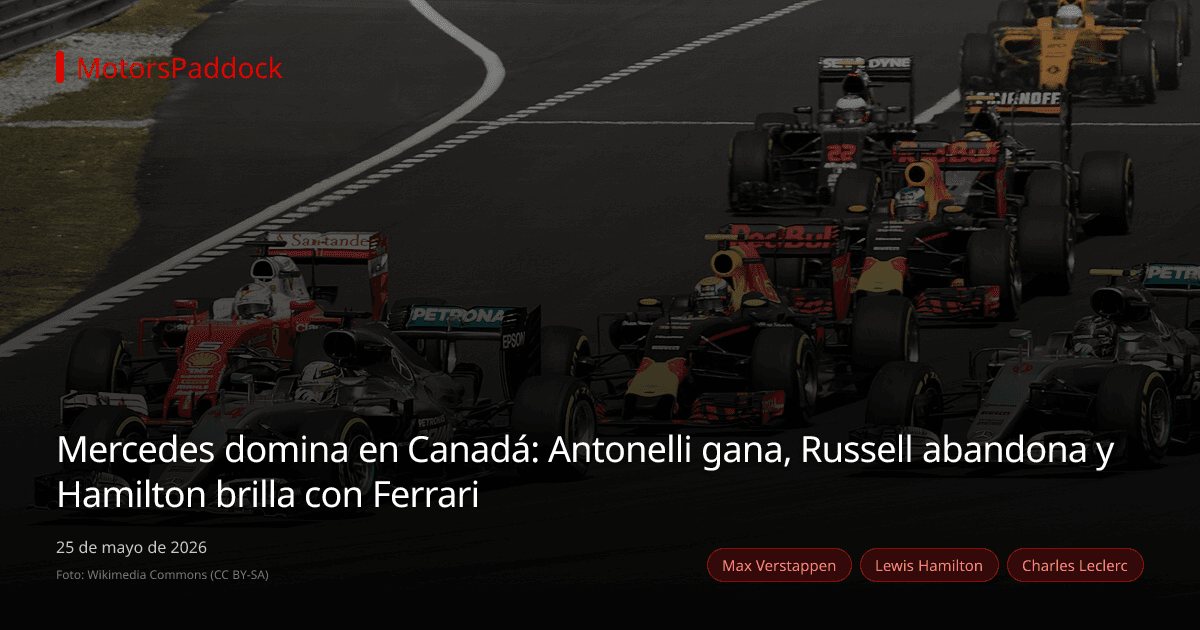 Mercedes domina en Canadá: Antonelli gana, Russell abandona y Hamilton brilla con Ferrari