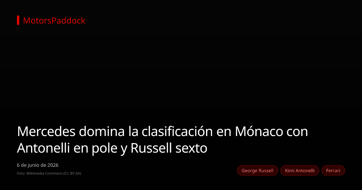 Mercedes domina la clasificación en Mónaco con Antonelli en pole y Russell sexto