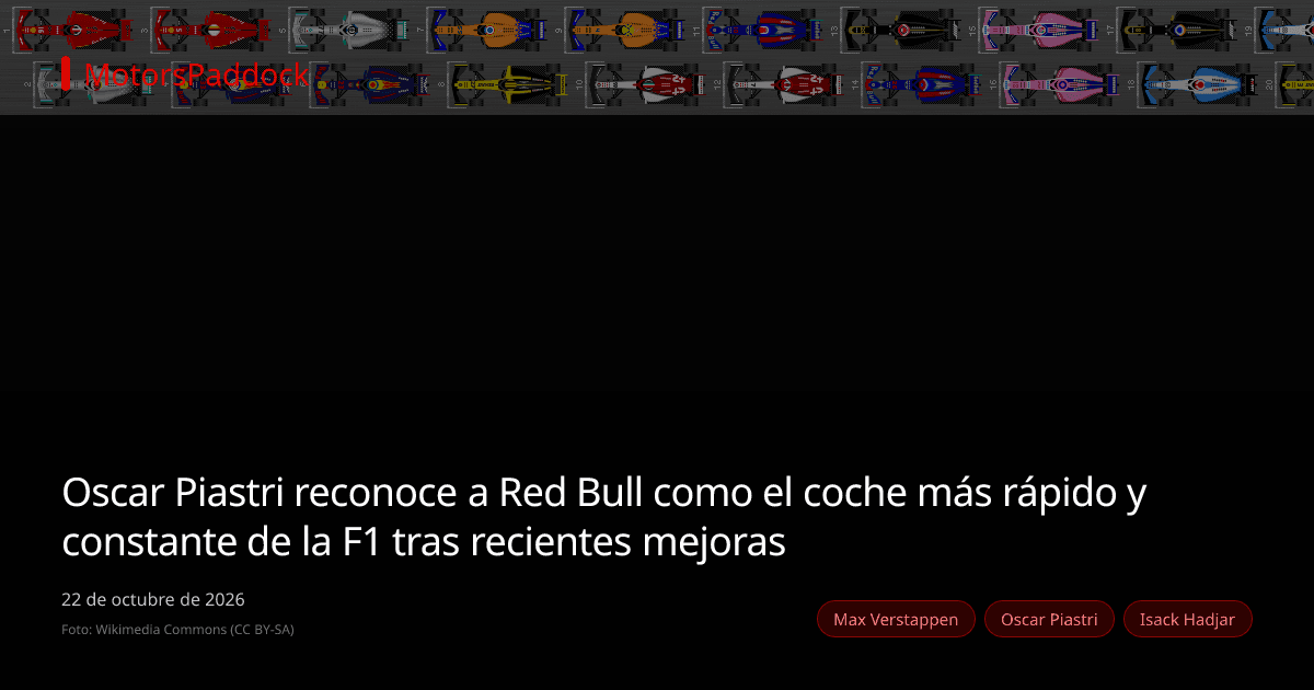 Oscar Piastri reconoce a Red Bull como el coche más rápido y constante de la F1 tras recientes mejoras