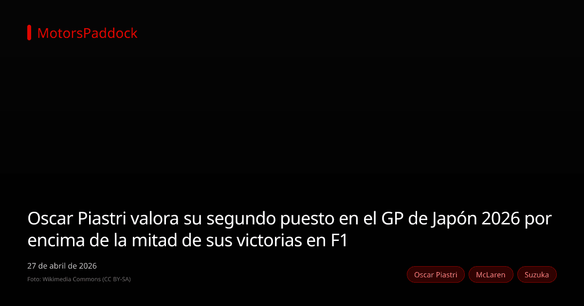 Oscar Piastri valora su segundo puesto en el GP de Japón 2026 por encima de la mitad de sus victorias en F1