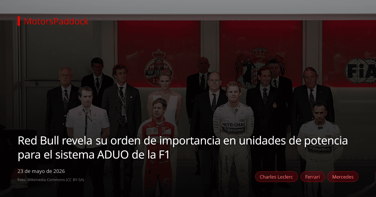 Red Bull revela su orden de importancia en unidades de potencia para el sistema ADUO de la F1