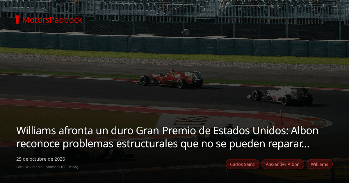 Williams afronta un duro Gran Premio de Estados Unidos: Albon reconoce problemas estructurales que no se pueden reparar en el corto plazo