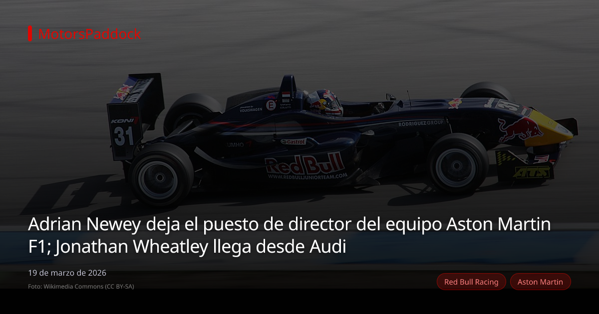 Adrian Newey deja el puesto de director del equipo Aston Martin F1; Jonathan Wheatley llega desde Audi