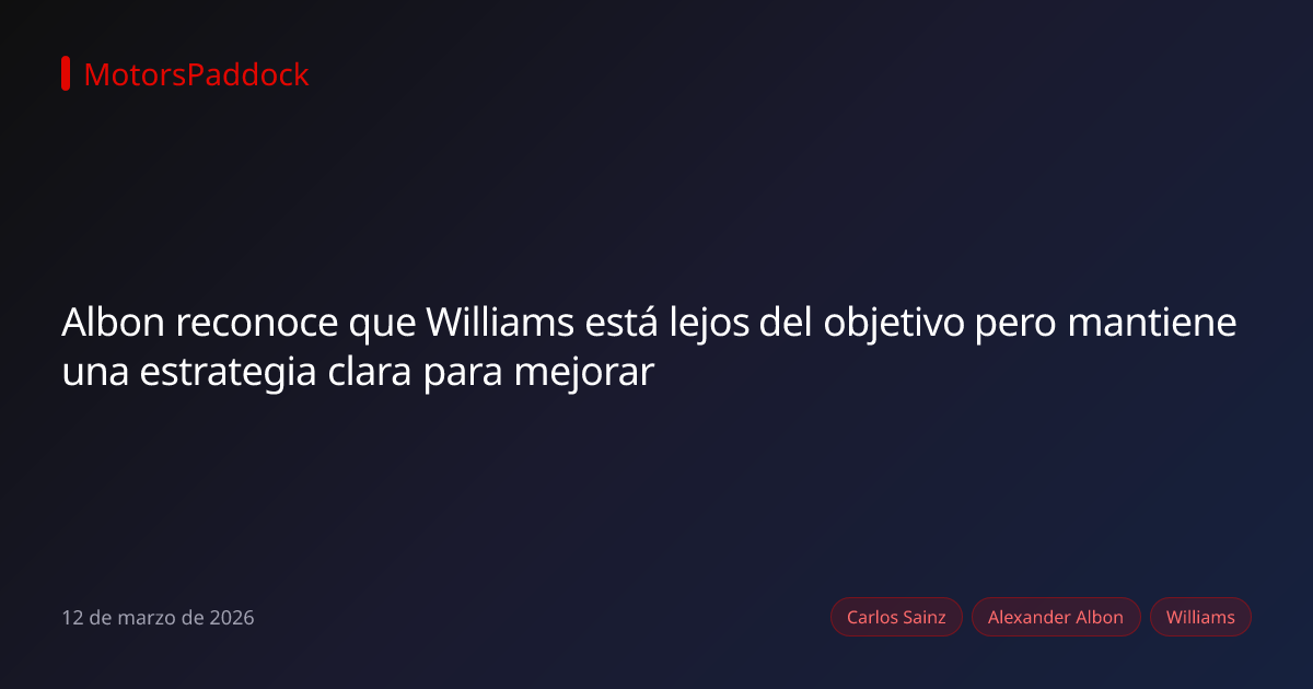 Albon reconoce que Williams está lejos del objetivo pero mantiene una estrategia clara para mejorar