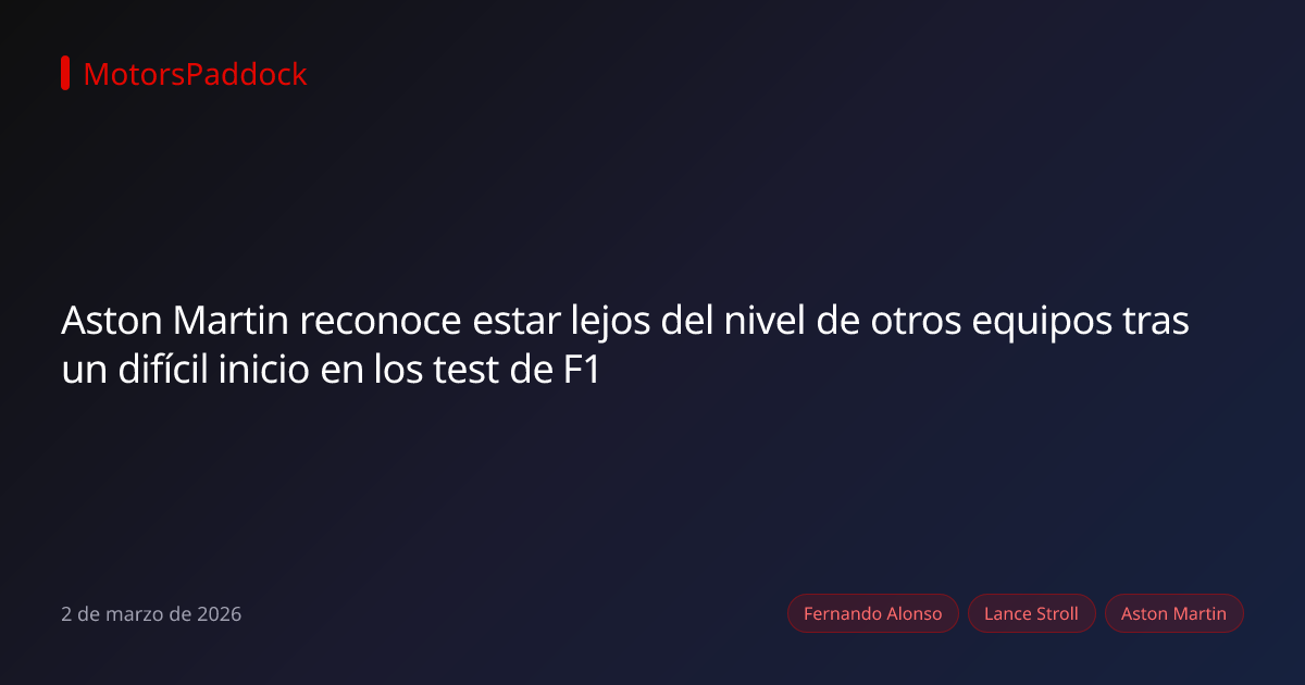 Aston Martin reconoce estar lejos del nivel de otros equipos tras un difícil inicio en los test de F1
