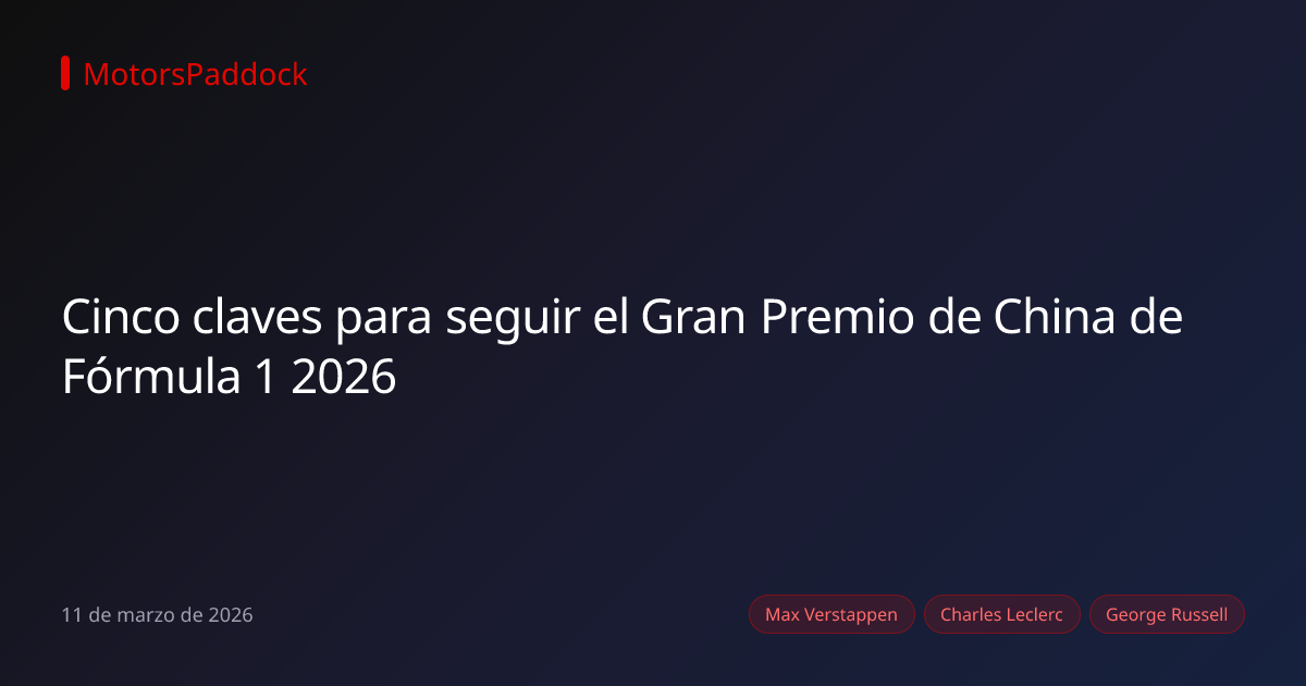 Cinco claves para seguir el Gran Premio de China de Fórmula 1 2026