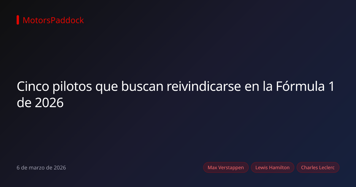Cinco pilotos que buscan reivindicarse en la Fórmula 1 de 2026