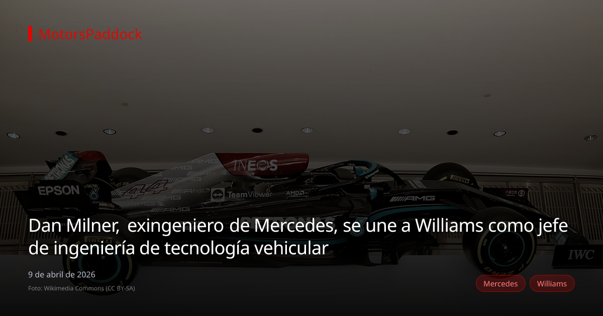 Dan Milner, exingeniero de Mercedes, se une a Williams como jefe de ingeniería de tecnología vehicular