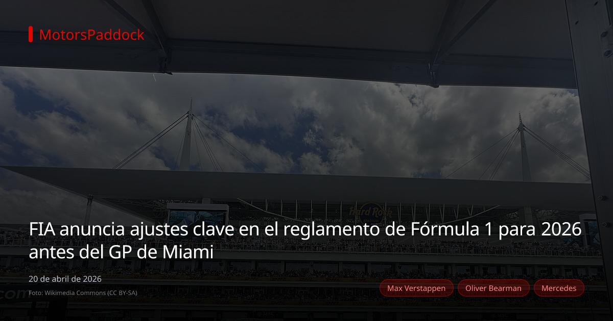 FIA anuncia ajustes clave en el reglamento de Fórmula 1 para 2026 antes del GP de Miami