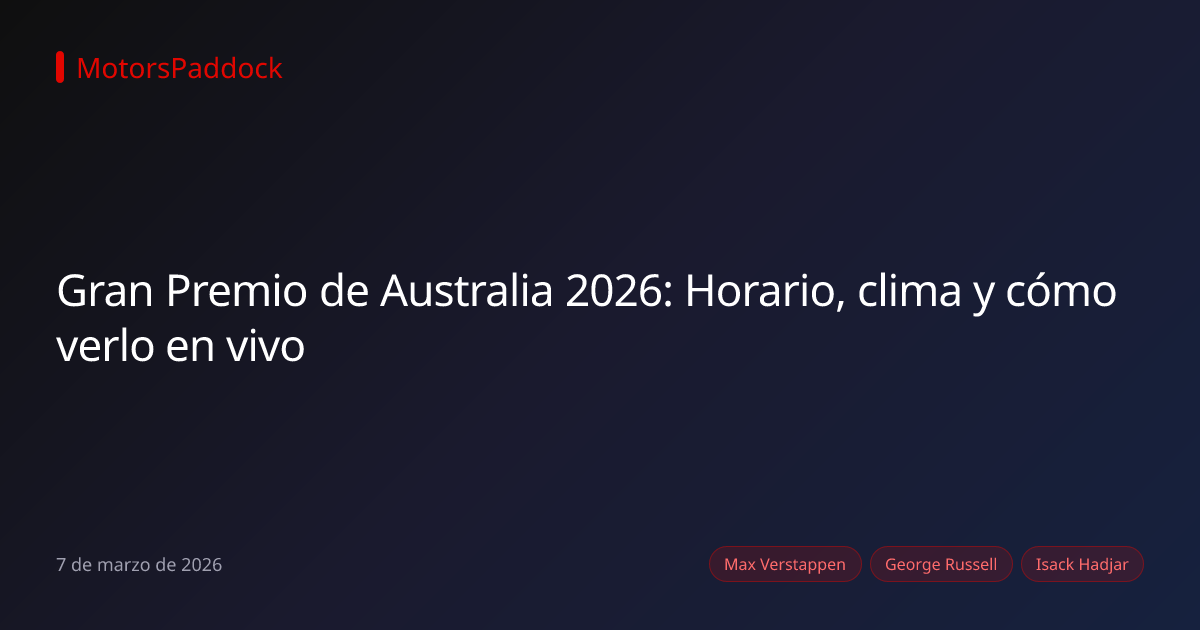 Gran Premio de Australia 2026: Horario, clima y cómo verlo en vivo