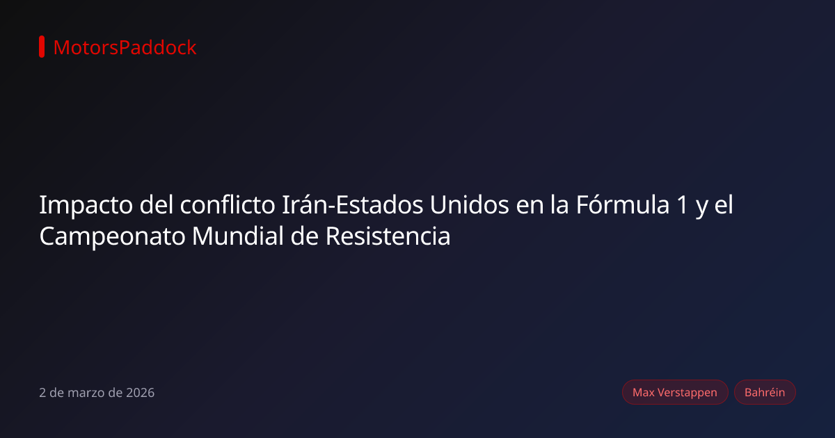 Impacto del conflicto Irán-Estados Unidos en la Fórmula 1 y el Campeonato Mundial de Resistencia