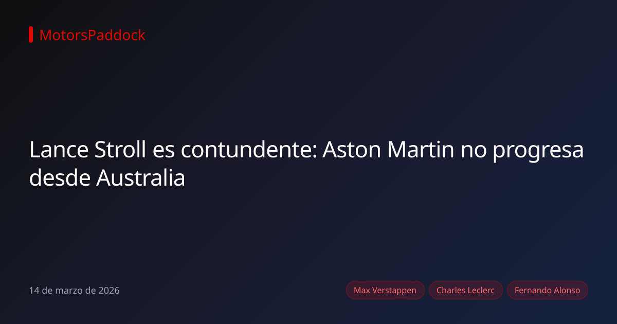 Lance Stroll es contundente: Aston Martin no progresa desde Australia