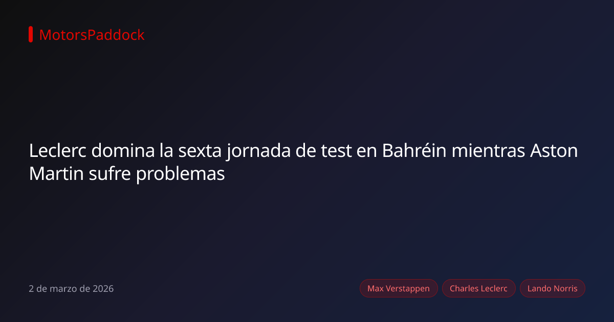 Leclerc domina la sexta jornada de test en Bahréin mientras Aston Martin sufre problemas