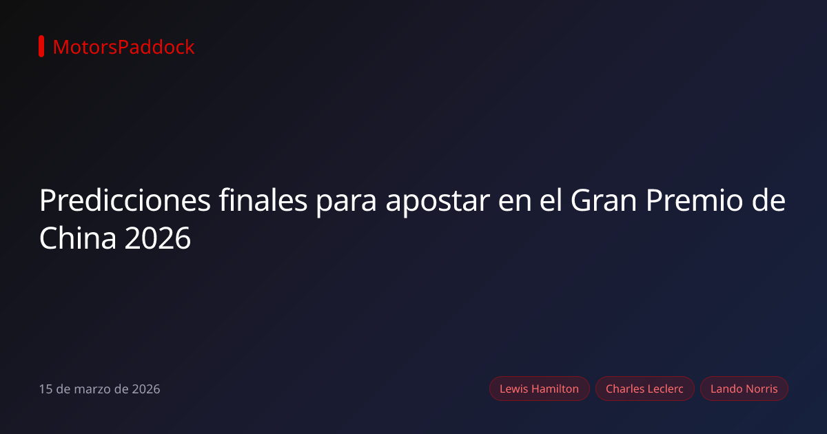 Predicciones finales para apostar en el Gran Premio de China 2026