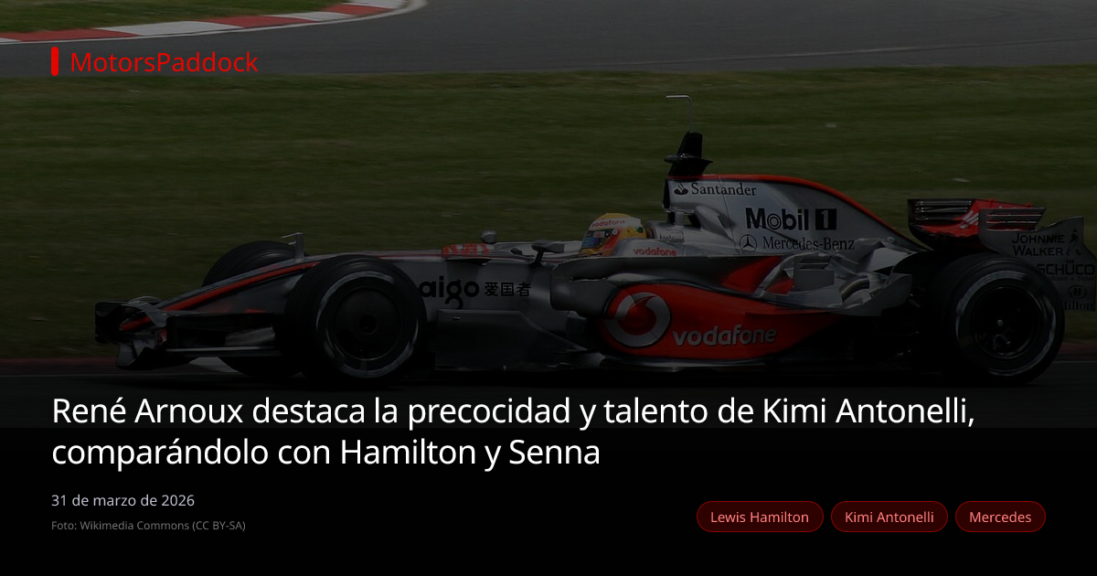 René Arnoux destaca la precocidad y talento de Kimi Antonelli, comparándolo con Hamilton y Senna